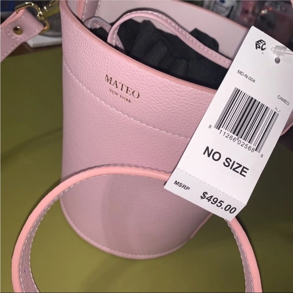 NWT MATEO NEW YORK The Madeline Leather Bucket Bag -Blush Pink - retails at $495 - Picture 3 of 6